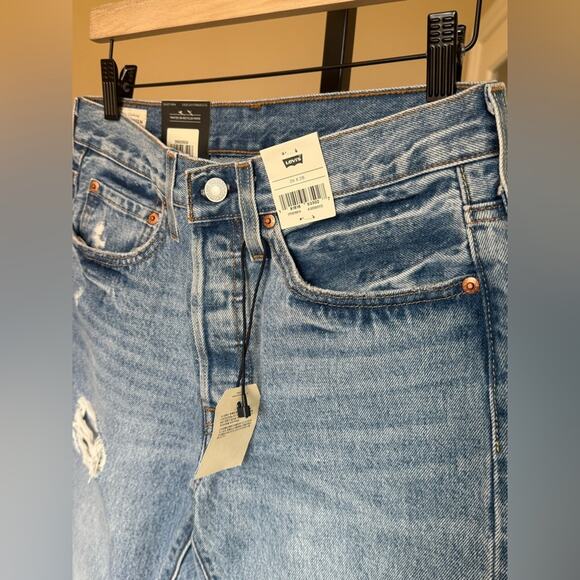 Levis Premium 501 Skinny Womens Distressed Blue Denim Jeans 26 x 28 NWT Ankle - Picture 2 of 5